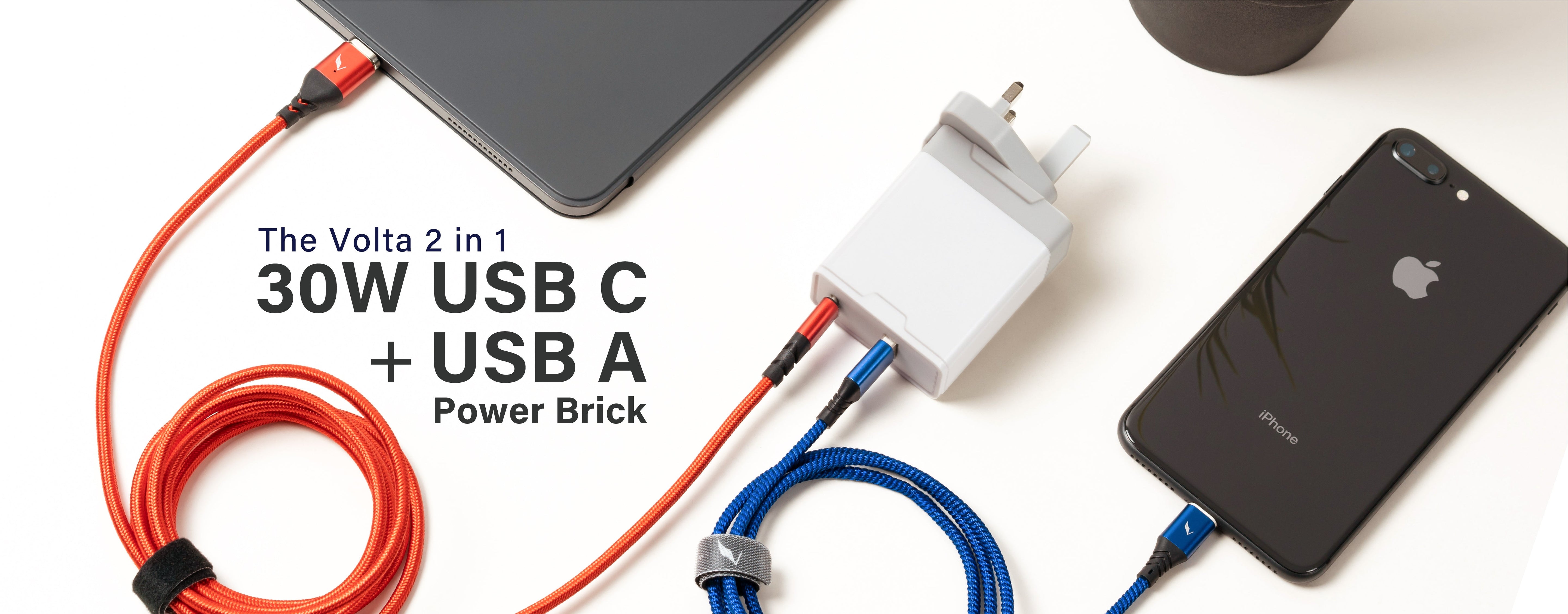 What’s New? VOLTA 30W 2 Port Compact Type C and USB A Power Brick Charger.