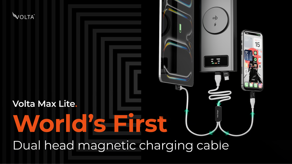 Voltacharger Unveils The World's First Dual Magnetic Charging Cable, The Volta MAX Lite — One Cable, Two Devices, Charged At Once.