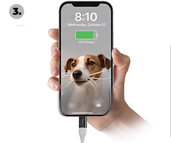 Bring the cable close and it connects itself.