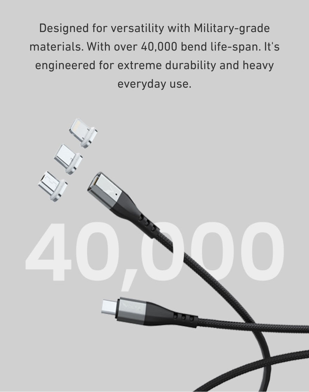 Tough Volta Spark magnetic cable with 40,000 bend life-span