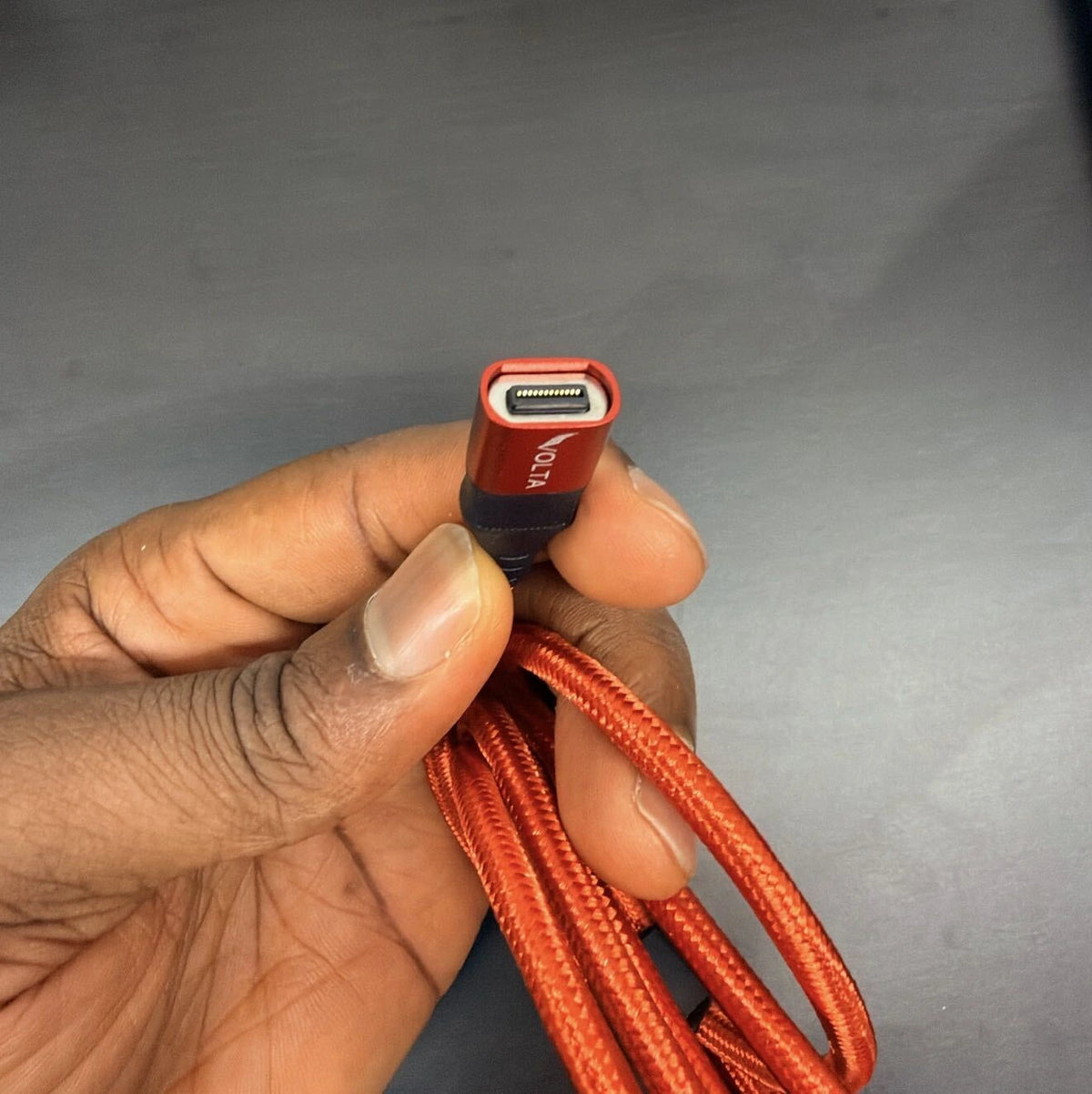 Cable coiled neatly with connector tip facing outward