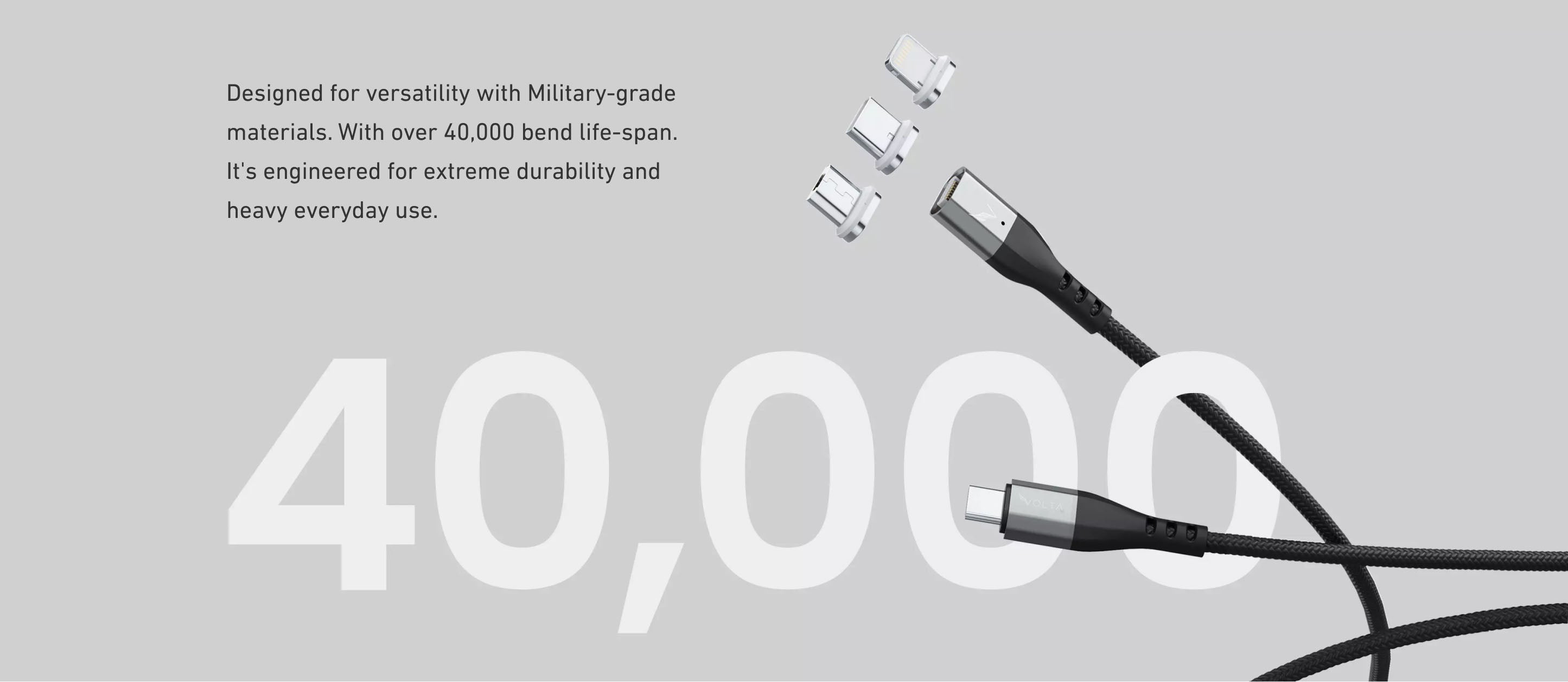 Tough Volta Spark magnetic cable with 40,000 bend life-span