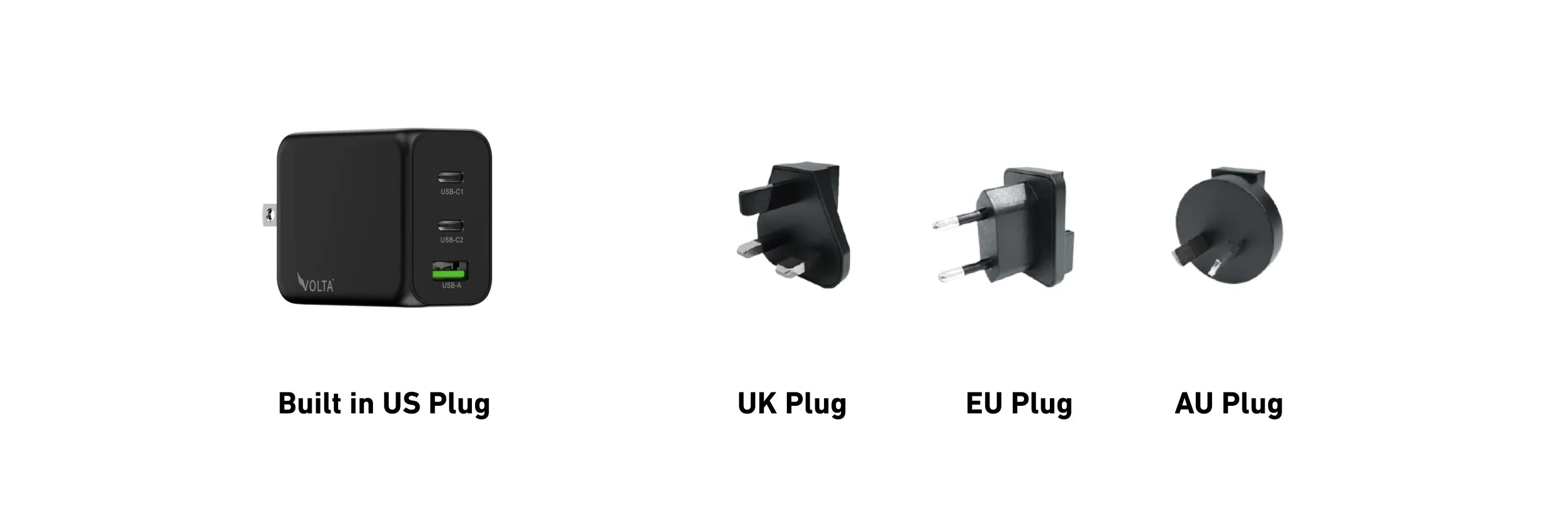 Volta Giga 65W Universal Plug types (UK, EU, AU)